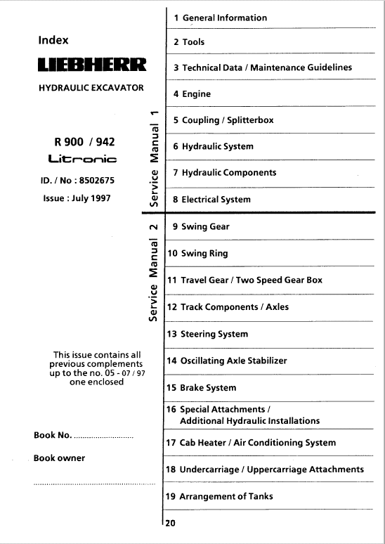 Liebherr R900, R902, R912, R922, R932, R942 Litronic Excavator Service Manual