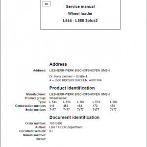 Liebherr L564, L574, L580 2plus2 Wheel Loader Service Manual - Image 2