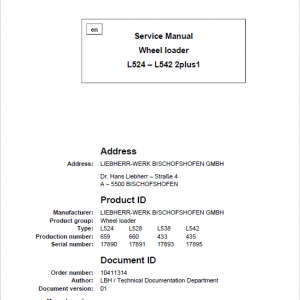 Liebherr L524, L528, L538, L542 Wheel Loader Service Manual - Image 5