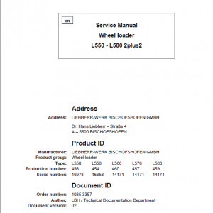 Liebherr L550, L556, L566, L576, L580 2plus2 Wheel Loader Service Manual - Image 5