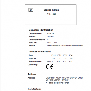 Liebherr L511, L521, L531, L541 Wheel Loader Service Manual - Image 2