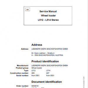 Liebherr L512, L514 Stereo Wheel Loader Service Manual - Image 4