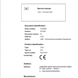 Liebherr L551 Wheel Loader Service Manual - Image 2