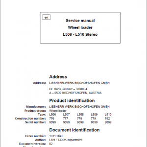 Liebherr L506, L507, L508, L509, L510 Wheel Loader Service Manual - Image 5