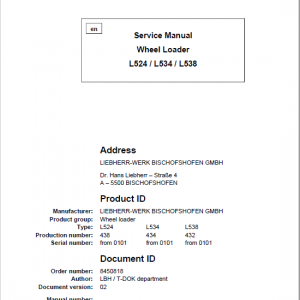 Liebherr L524, L534, L538 Wheel Loader Service Manual - Image 4