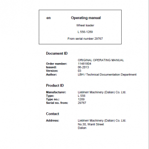 Liebherr L556 Type 1289 Wheel Loader Service Manual - Image 2