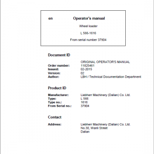 Liebherr L566 Type 1616 Wheel Loader Service Manual - Image 2