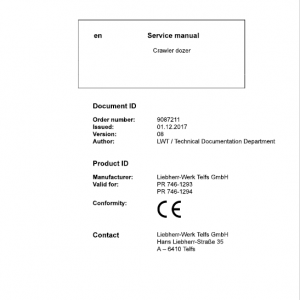 Liebherr PR 746 Crawler Dozer Repair Service Manual