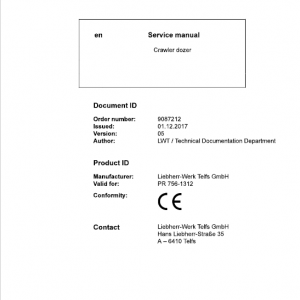 Liebherr PR 756 Crawler Dozer Repair Service Manual