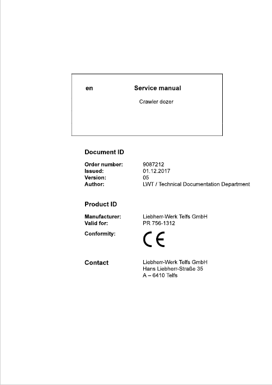 Liebherr PR 756 Crawler Dozer Repair Service Manual