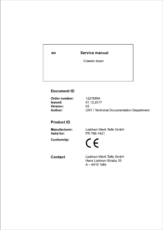 Liebherr PR 766 Crawler Dozer Repair Service Manual