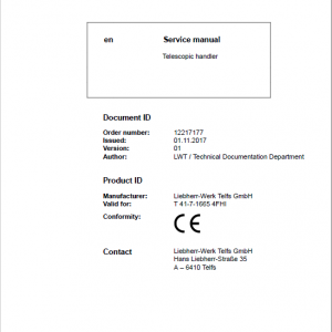 Liebherr T41-7 Telescopic Handler Service Manual