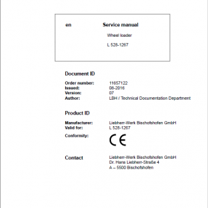 Liebherr L528 Type 1267 Wheel Loader Service Manual