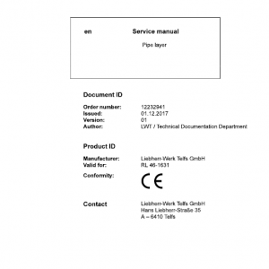 Liebherr RL 46 Pipe Layer Dozer Service Manual