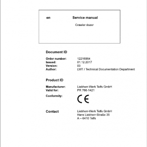 Liebherr PR 766 Crawler Dozer Repair Service Manual