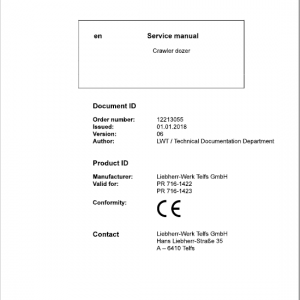 Liebherr PR 716 Crawler Dozer Repair Service ManualLiebherr PR 716 Crawler Dozer Repair Service Manual