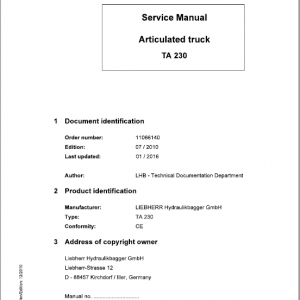 Liebherr TA 230, TA 240 Articulated Truck Service Manual - Image 5