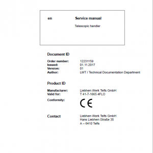 Liebherr T41-7 Telescopic Handler Service Manual - Image 2