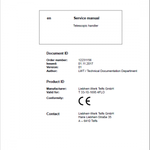 Liebherr T33-10 Telescopic Handler Service Manual - Image 3