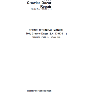 John Deere 700J Crawler Dozer Service Manual (SN. from 139436)