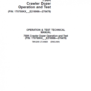 John Deere 750K Crawler Dozer Service Manual (SN. from E216966 - E270478)