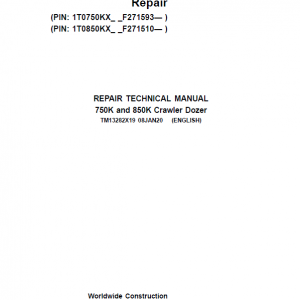 John Deere 750K, 850K Crawler Dozer Service Manual (SN. from F271510)