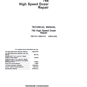 John Deere 764 High Speed Dozer Repair Service Manual