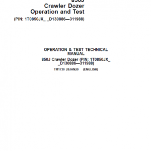 John Deere 850J Crawler Dozer Technical Manual (SN. from D130886 - D311988) - Image 3