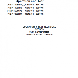 John Deere 950K Crawler Dozer Technical Manual (SN. from C310401 - 338999) - Image 4