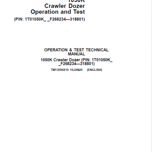 John Deere 1050K Crawler Dozer Service Manual (SN. from F268234 - F318801)