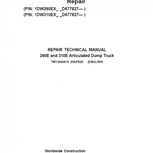 John Deere 260E and 310E Articulated Dump Truck Service Manual (SN. from D677827)