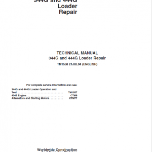 John Deere 344G, 444G Loader Repair Service Manual