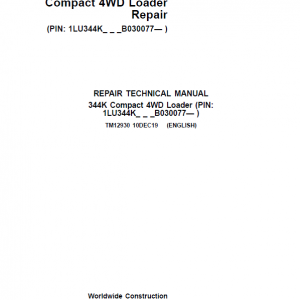 John Deere 344K Loader Service Manual (SN. after B030077)