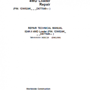 John Deere 524K-II 4WD Loader Service Manual (SN. from D677549)