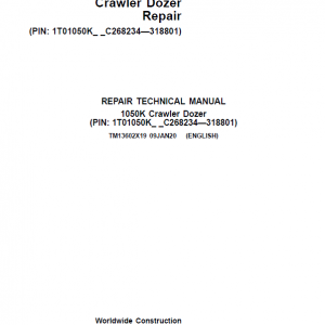 John Deere 1050K Crawler Dozer Service Manual (SN. from C268234 - C318801)