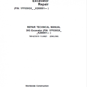 John Deere 30G Excavator Service Manual (SN. K265001-)