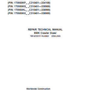 John Deere 950K Crawler Dozer Service Manual (SN. from C310401)