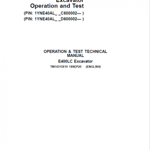 John Deere E400LC Excavator Repair Technical Manual (SN. C600002 & D600002 -) - Image 5