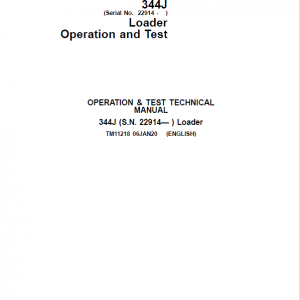 John Deere 344J Loader Service Manual (SN. after 22914)