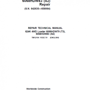 John Deere 624K 4WD Loader with Engine T2 & T3 Service Manual (SN. 642635 - 658064)