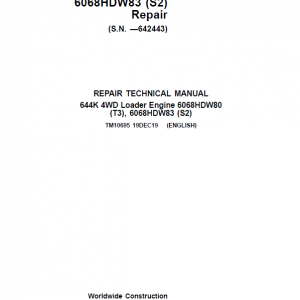 John Deere 644K 4WD Engine S2 & T3 Loader Service Manual (S.N. before 642443)