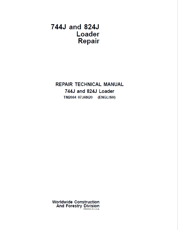 John Deere 744J, 824J 4WD Loader Service Manual