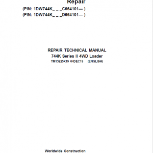 John Deere 744K Series II 4WD Loader Service Manual (S.N after C664101 & D664101 - )