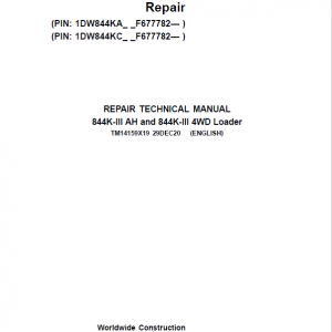 John Deere 844K-III AH, 844K-III 4WD Loader Service Manual (S.N after F677782 - )