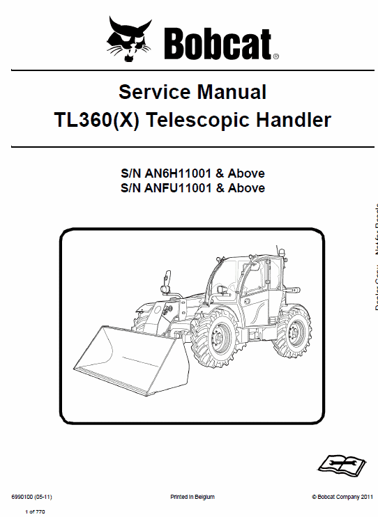 Bobcat TL360 and TL360X Telescopic Handler Service Manual