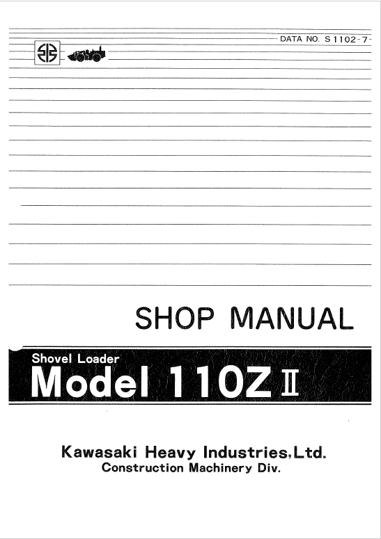 Kawasaki KSS110Z,110ZII Wheel Loader Service Manual