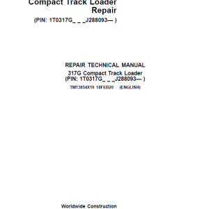 John Deere 317G Compact Track Loader Service Manual (S.N after J288093 - )