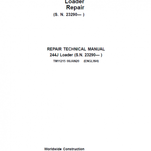 John Deere 244J Loader Service Manual (S.N after 23290 - )