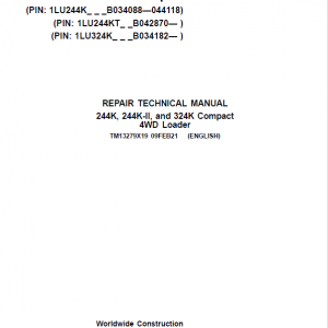 John Deere 244K, 244K-II, 324K Compact 4WD Loader Service Manual ( S.N B034182 - )