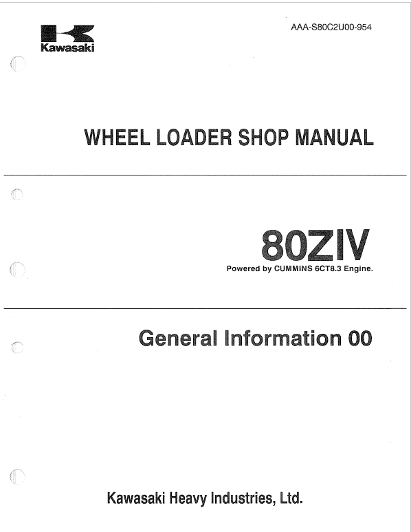 Kawasaki 80ZIV Wheel Loader Service Manual